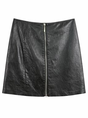 Vintage Lambskin Leather Skirt Medium XL Soft Buttery Black  High Waist Chic